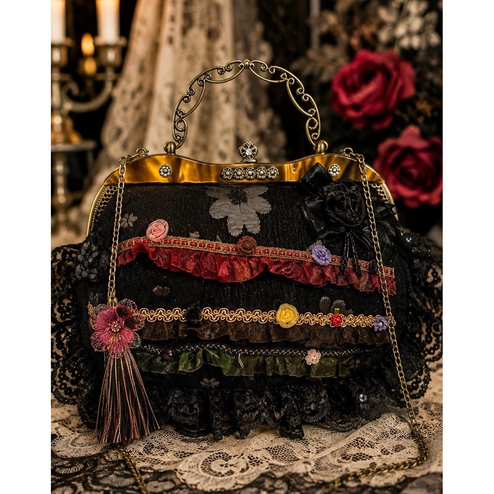 Nicole Lee Vintage Whimsical Victorian Style Boho Embellished Clutched Bag